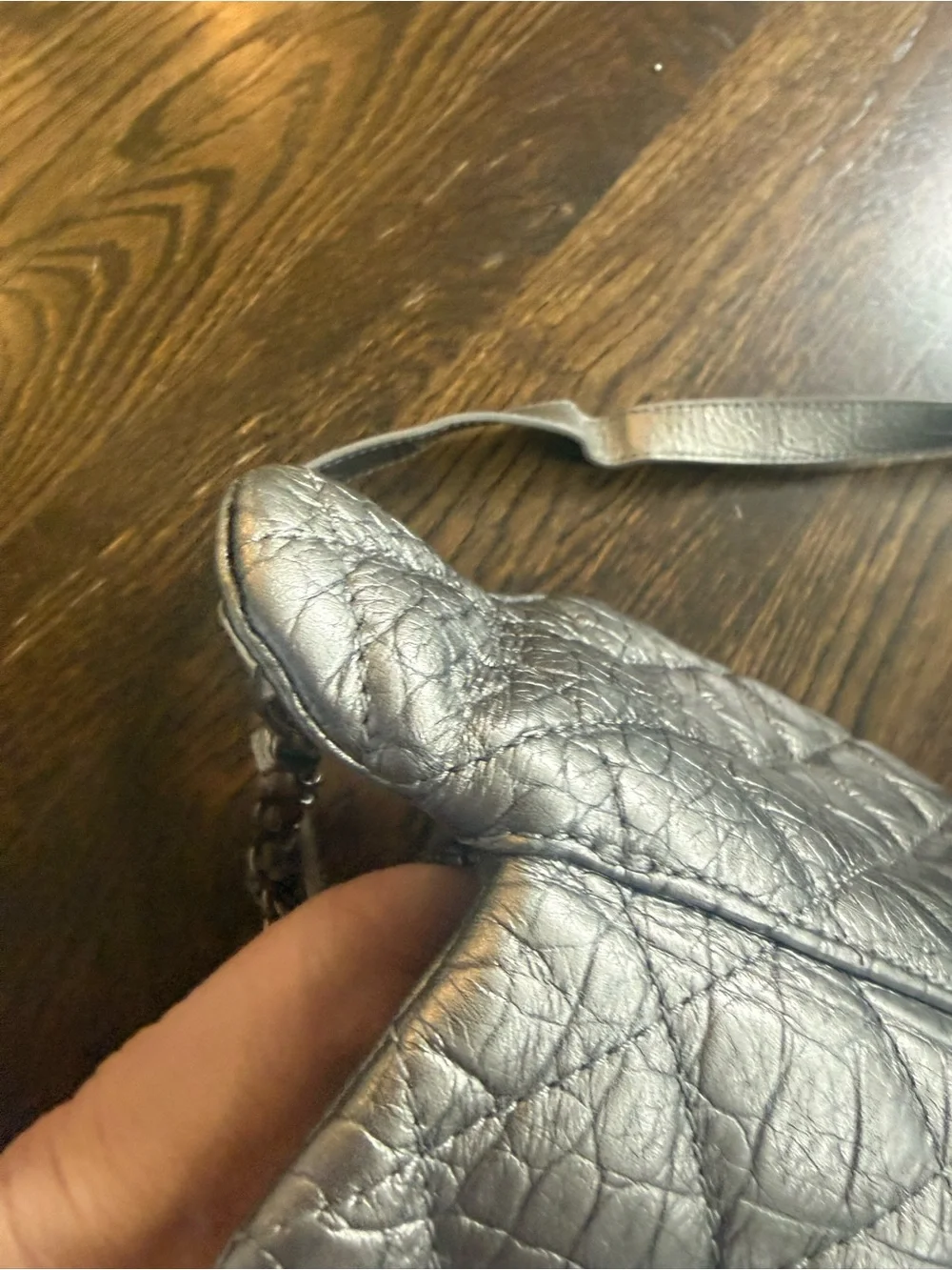 CHANEL Metallic Silver Quilted Crossbody Bag